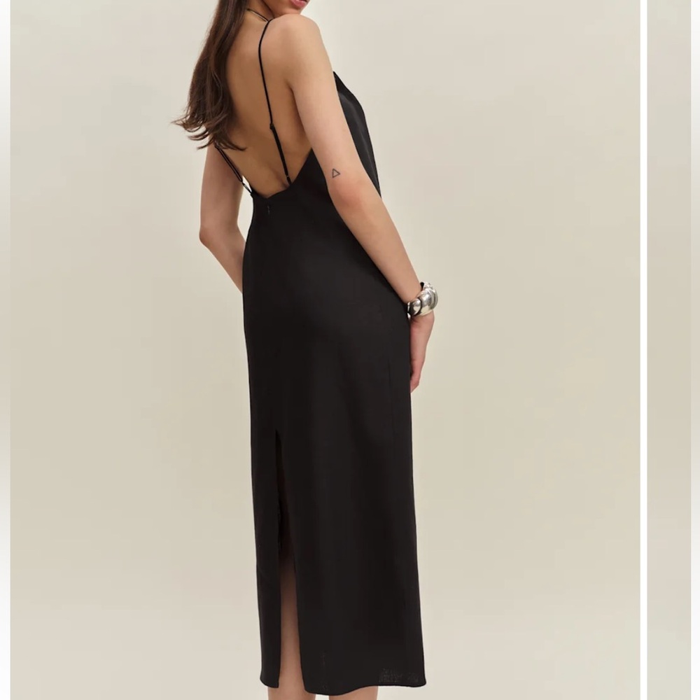 Reformation Gael Black Midi Dress